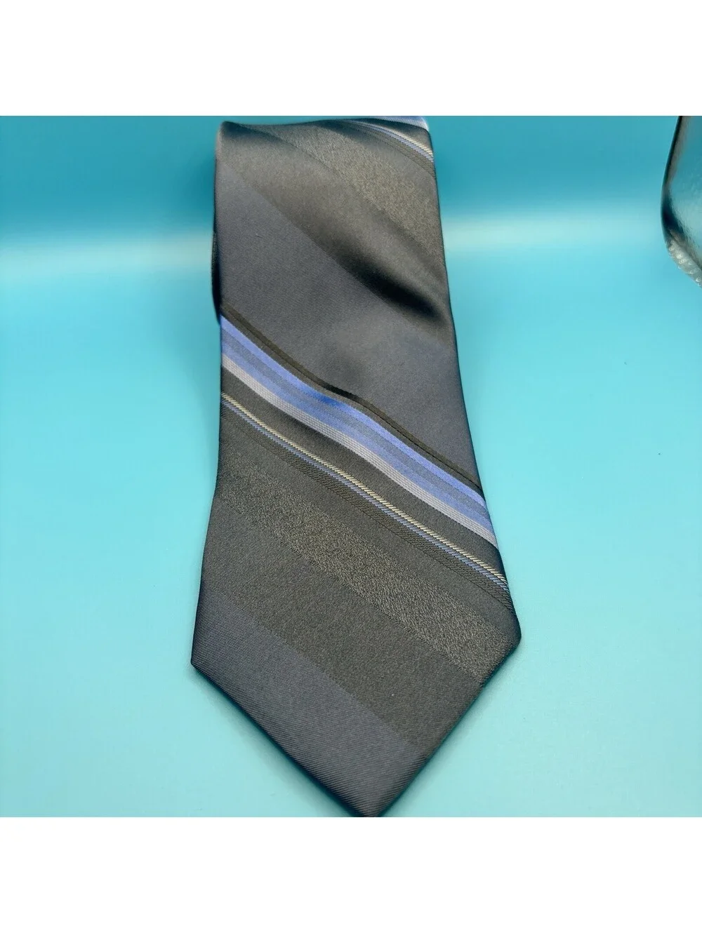 Calvin Klein Tie Multicolor Diagonal Stripes 100 % Silk